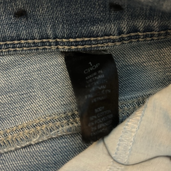 The so slimming girlfriend crop size 1  8/10 distressed  jeans, app flowers. - Picture 5 of 7